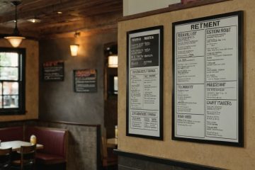 Printed panels, letter boards, and digital screens solve different café menu problems editorial visual