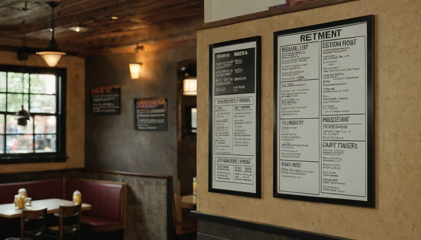 Printed panels, letter boards, and digital screens solve different café menu problems editorial visual
